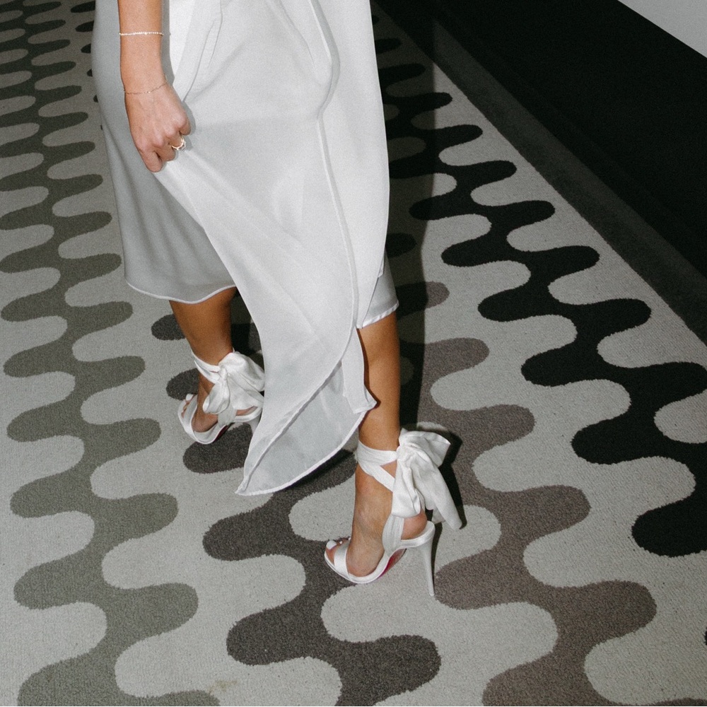 Christian Louboutin White Heels Ribbon Ties - Bridal Bride Sandal Du Desert 36 6